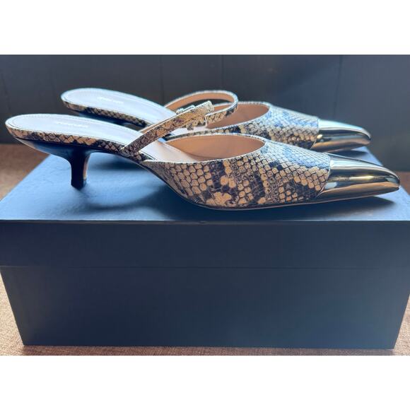 NWT Auth. Max Mara SportMax Python Leather Kitten Heel Mules Size 38.5 W/Box - Picture 5 of 11